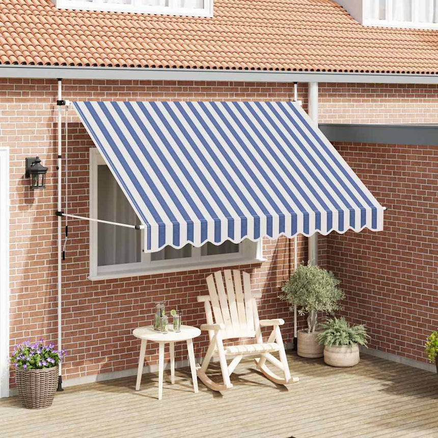Luifel Handmatig Uittrekbaar Te Strepen Blauw En Wit