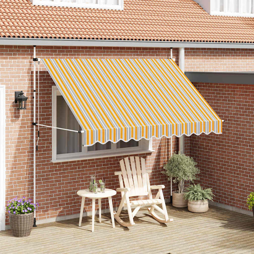 Luifel Handmatig Uittrekbaar E Strepen Geel En Blauw