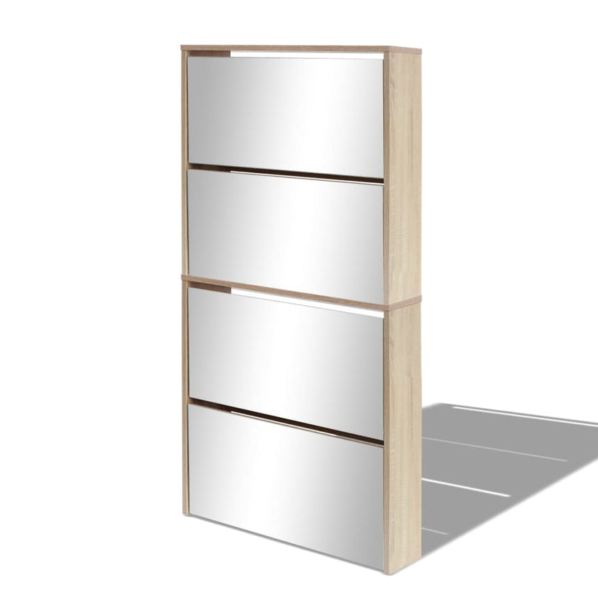 Schoenenkast Met 4 Spiegels 63X17X134 Cm Hout Eiken