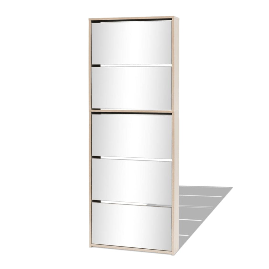 Schoenenkast Met 5 Spiegels 63X17X169,5 Cm Hout Eiken