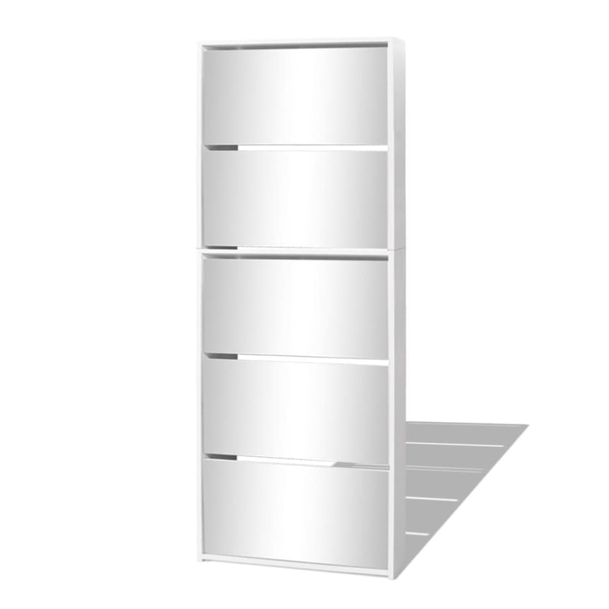 Schoenenkast Met 5 Spiegels 63X17X169,5 Cm Wit