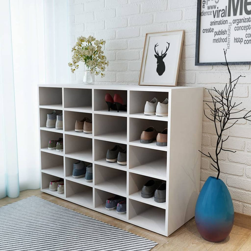 Schoenenrek 92X30X67,5 Cm Bewerkt Hout Wit