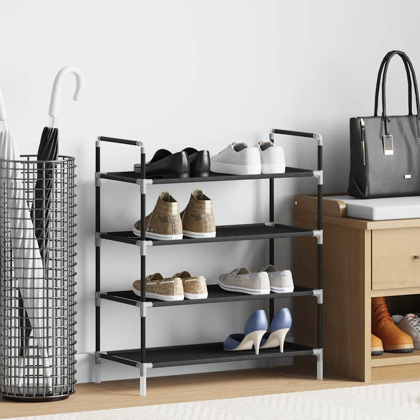 Schoenenrek Met 10 Schappen Metaal En Ongeweven Stof Zwart