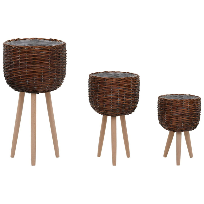 Plantenbakken 3 St Wicker Met Pe-Voering