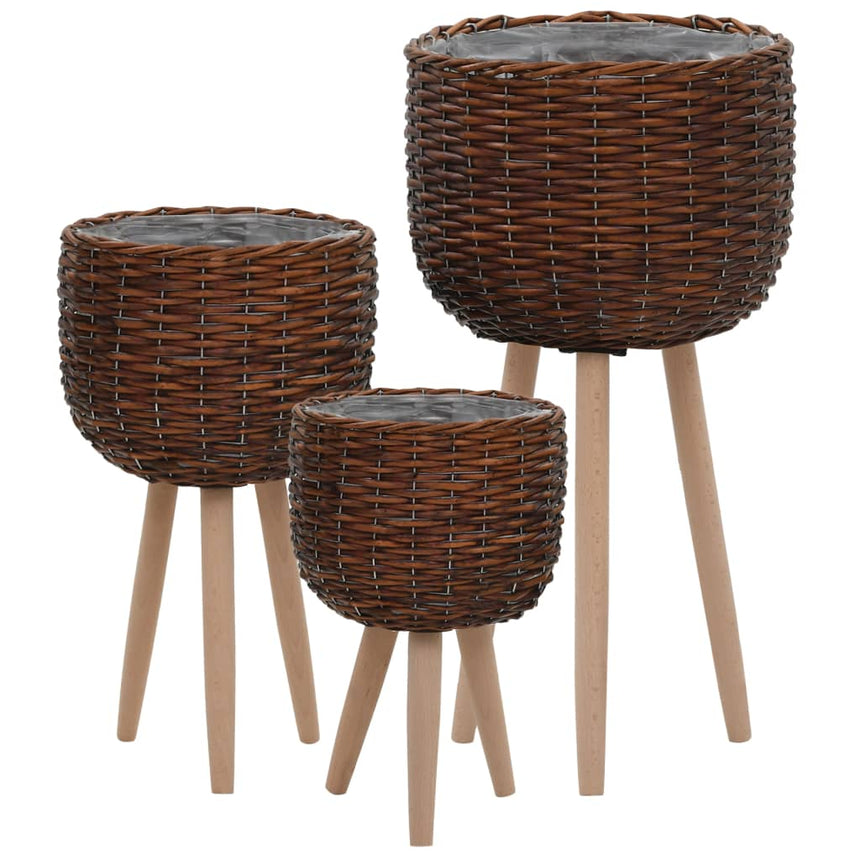 Plantenbakken 3 St Wicker Met Pe-Voering