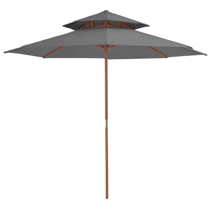 Dubbeldekker Parasol 270X270 Cm Houten Paal Wit