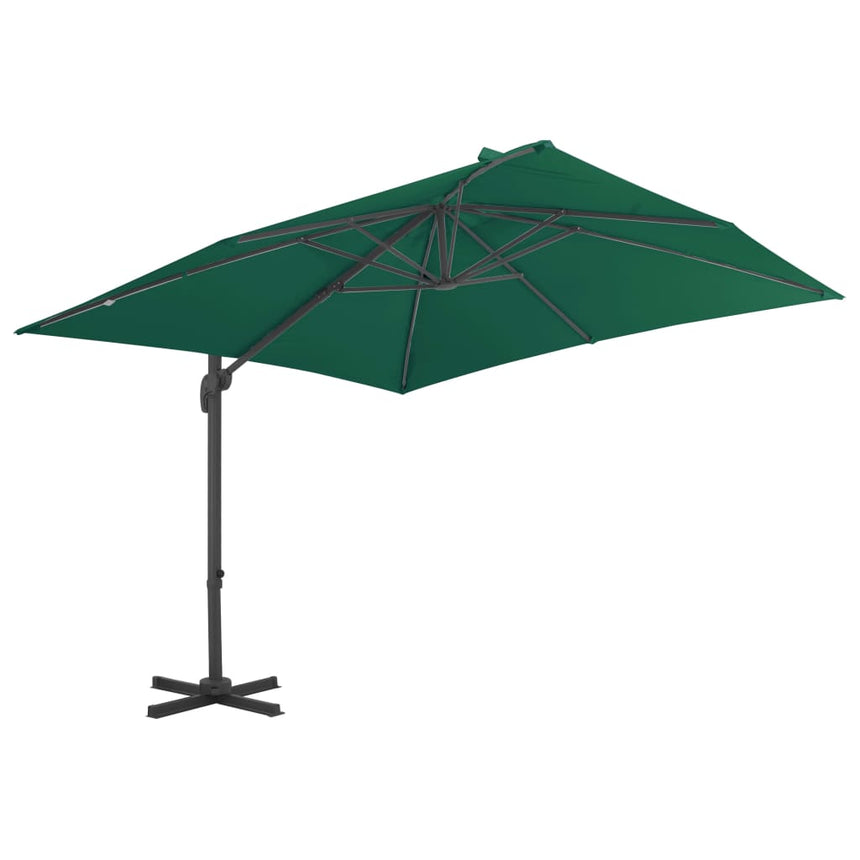 Zweefparasol Met Aluminium Paal 300X300 Cm Groen Wit