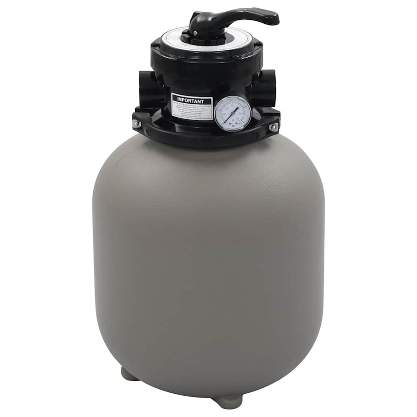 Zwembadzandfilter Met 4-Positie Ventiel 350 Mm Grijs Zwart