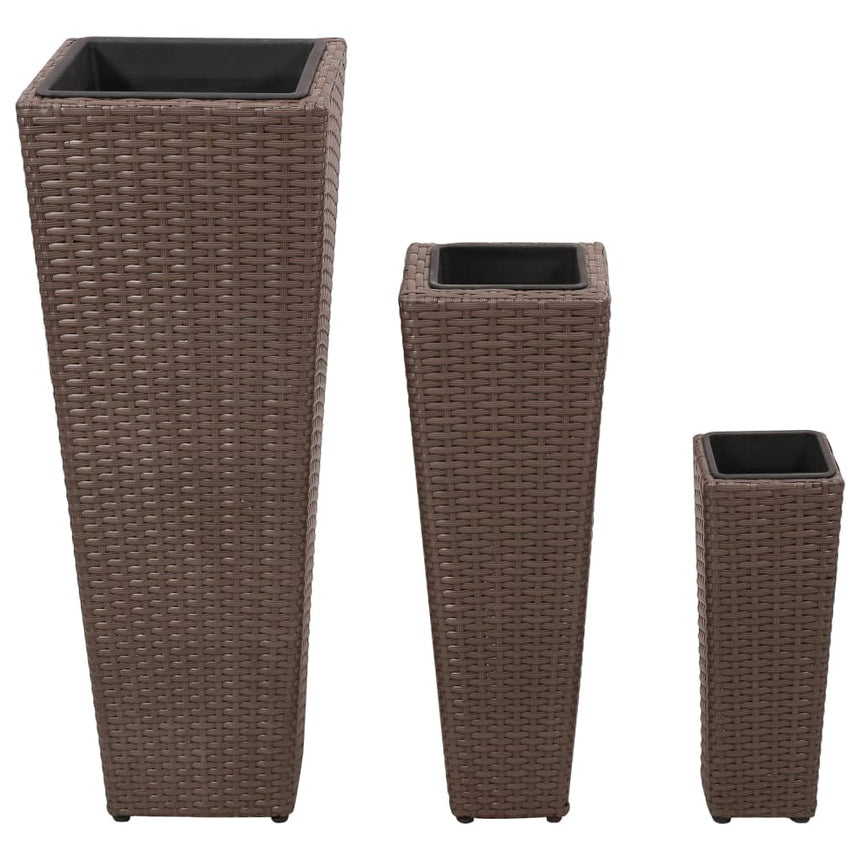 Plantenbakken Verhoogd 3 St Poly Rattan Bruin