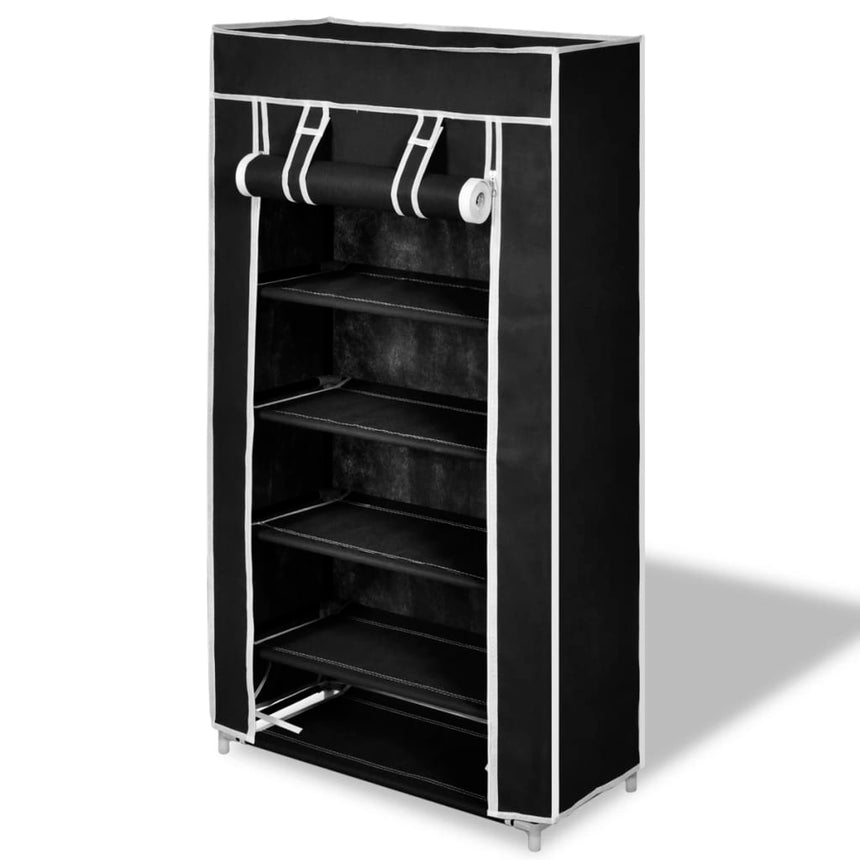 Schoenenkast Met Hoes 58X28X106 Stof Zwart
