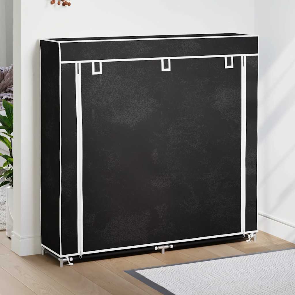 Schoenenkast Met Hoes 115X28X110 Stof Zwart