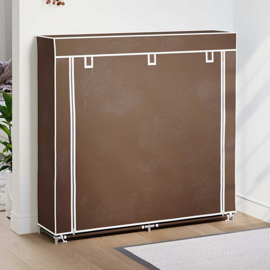 Schoenenkast Met Hoes 115X28X110 Stof Bruin