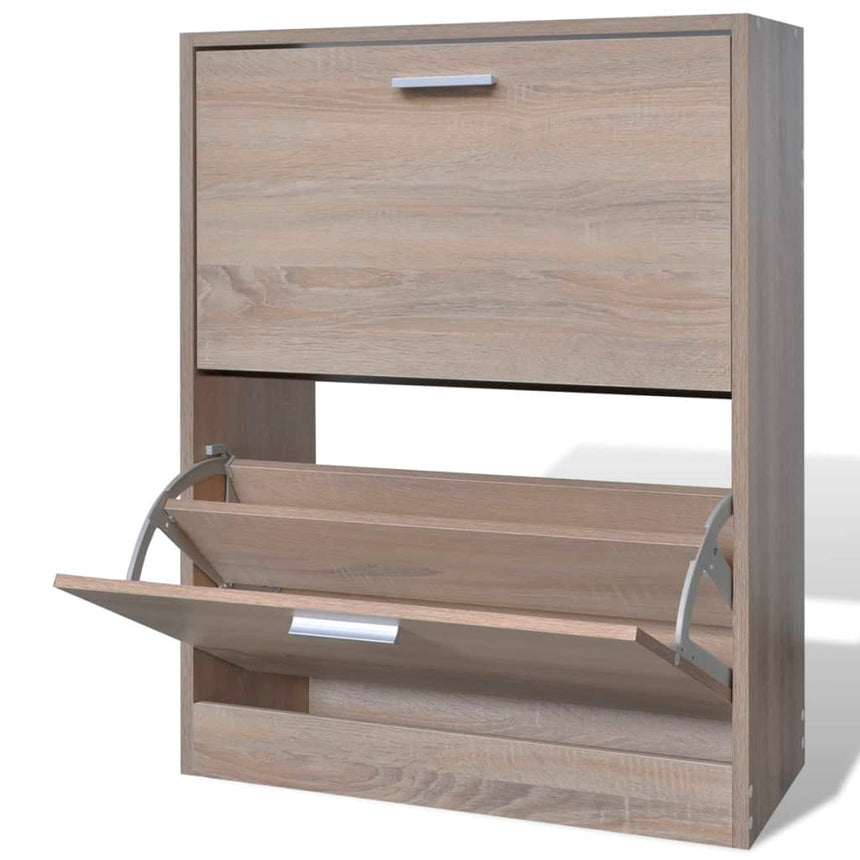 Schoenenkast Met 2 Vakken -Look Hout Eiken