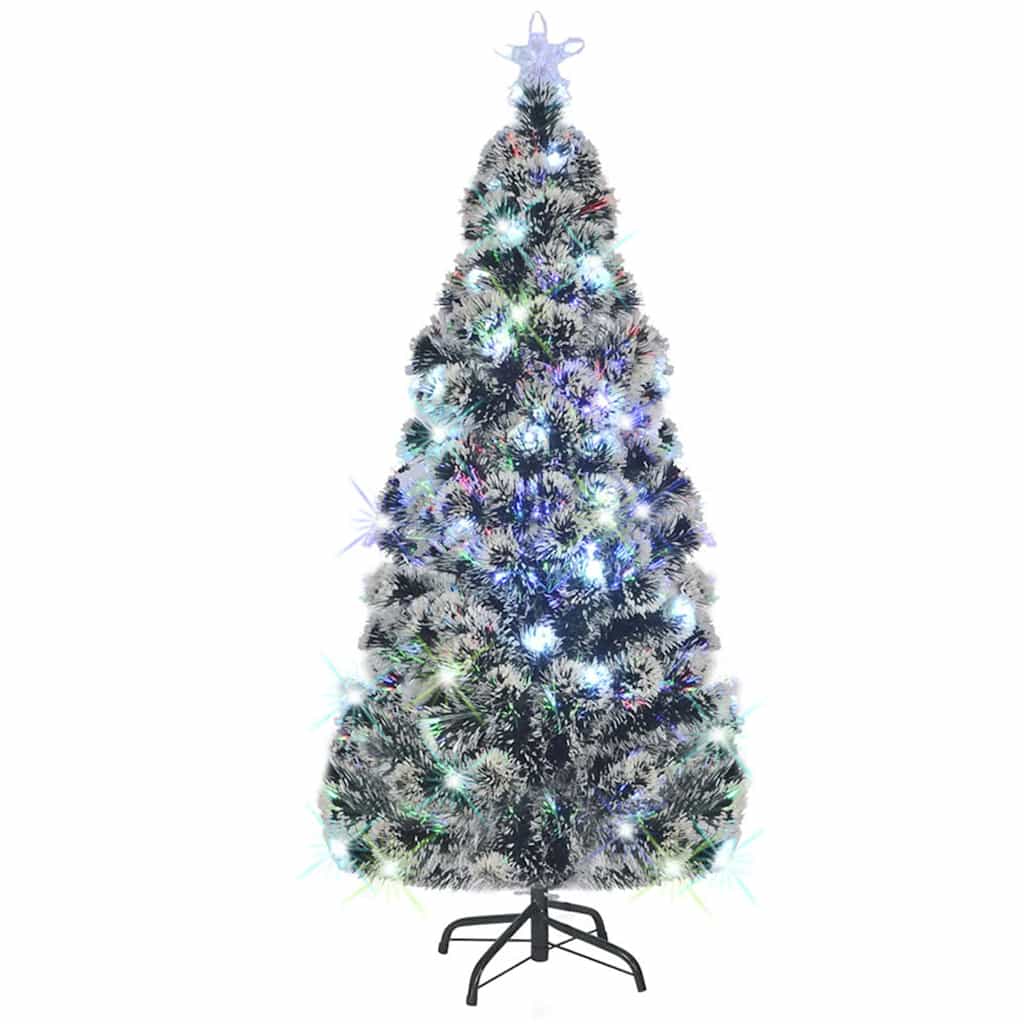 Voorverlichte Kerstboom Met Standaard En Led Glasvezel Groen