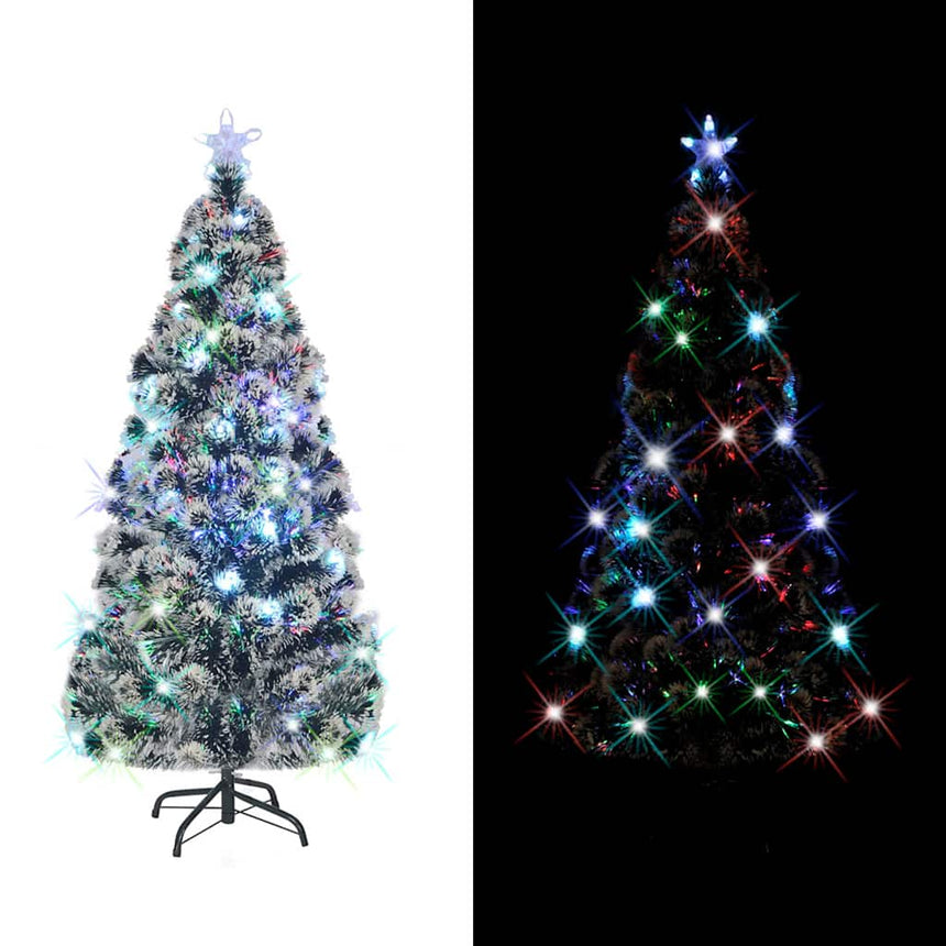 Voorverlichte Kerstboom Met Standaard En Led Glasvezel Groen