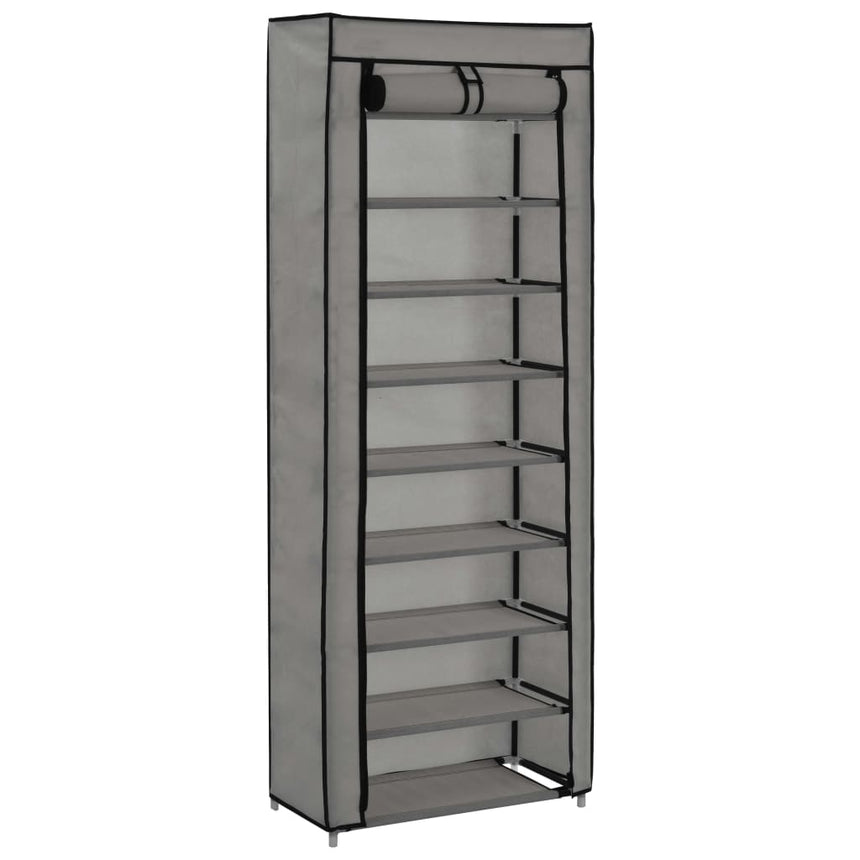 Schoenenkast Met Hoes 57X29X162 Cm Stof Grijs