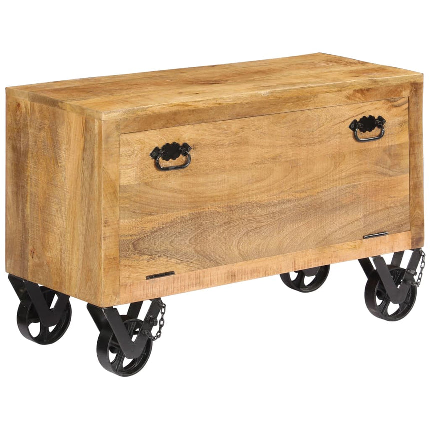 Schoenenkast 86X35X55 Cm Massief Mangohout Wit