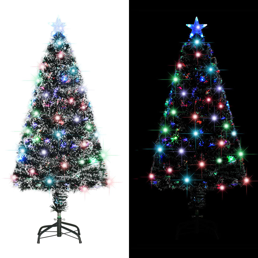 Voorverlichte Kerstboom Met Standaard En Led Glasvezel Groen En Wit