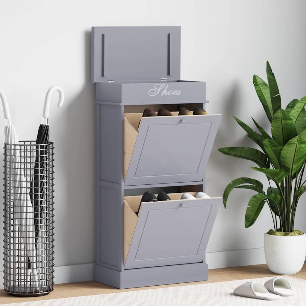 Schoenenkast 50X28X98 Cm Paulowniahout Grijs