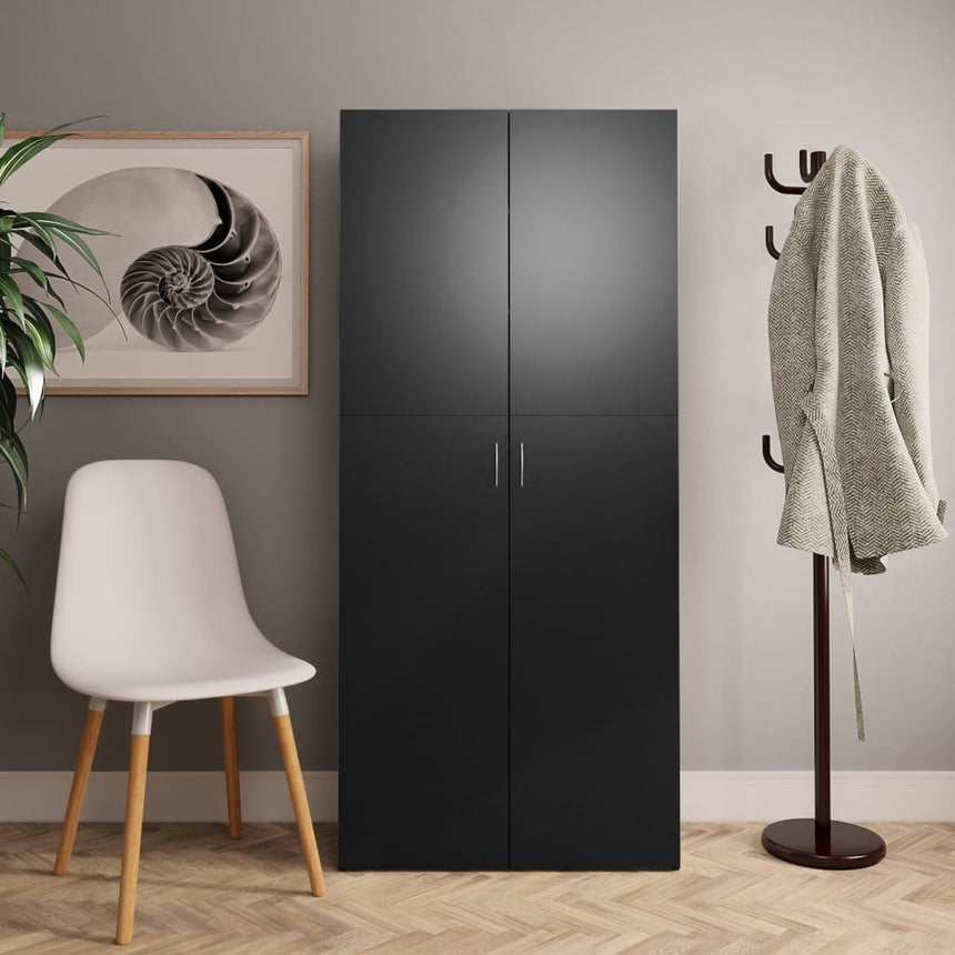 Schoenenkast 80X35,5X180 Cm Bewerkt Hout Zwart