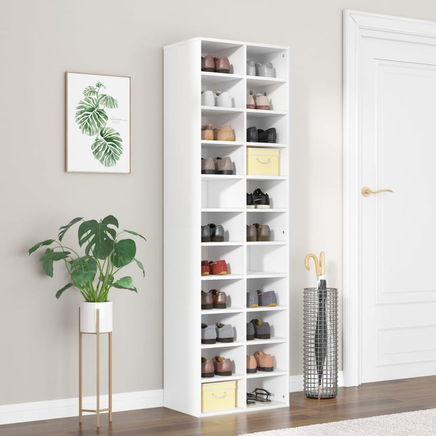 Schoenenkast 54X34X183 Cm Bewerkt Hout Wit