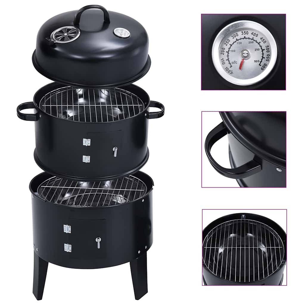Houtskoolroker Barbecue-Grill 3-In-1 40X80 Cm Gerookt Eiken