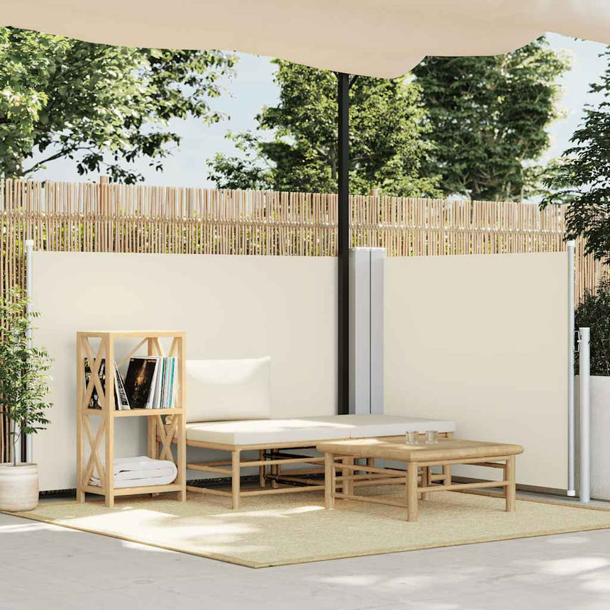 Windscherm Uittrekbaar 100X600 Cm Crème Natuurlijk Douglashout
