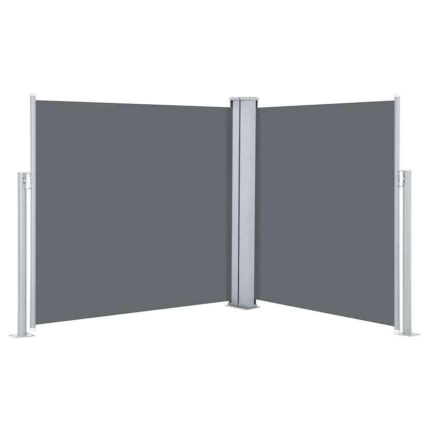 Windscherm Uittrekbaar 100X600 Cm Antraciet Grijs Grenenhout