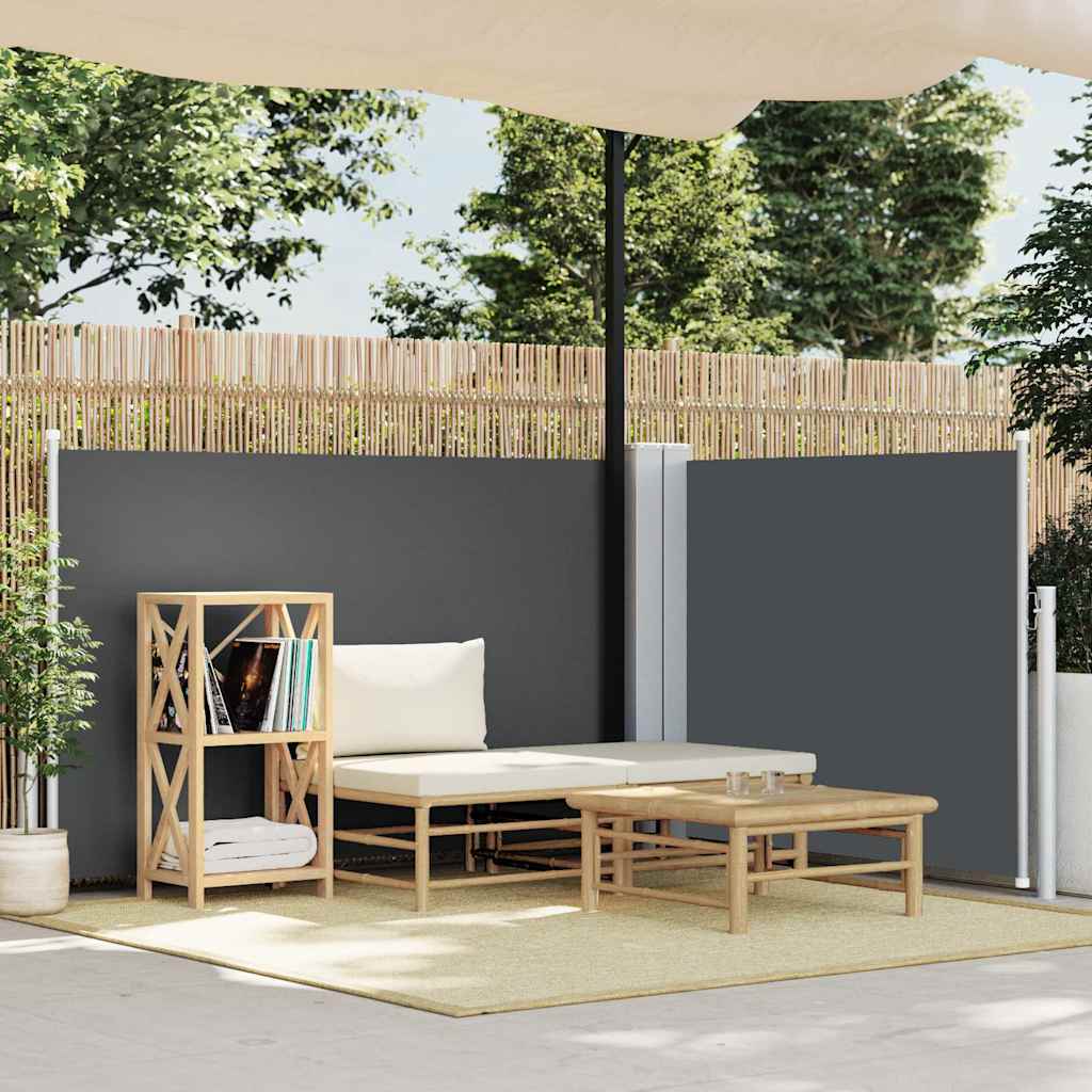 Windscherm Uittrekbaar 100X600 Cm Antraciet Grijs Grenenhout