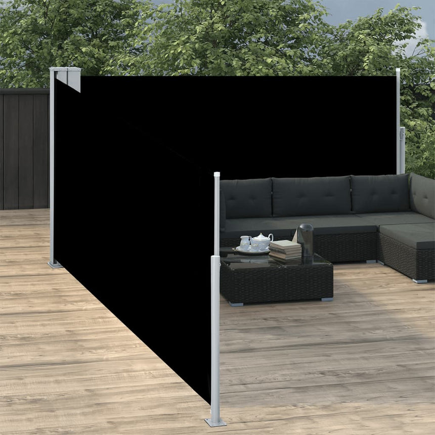 Windscherm Uittrekbaar 100X1000 Cm Zwart Zwart