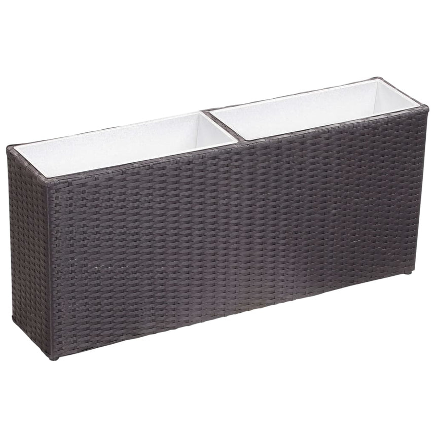Plantenbak Verhoogd Met 2 Potten Poly Rattan