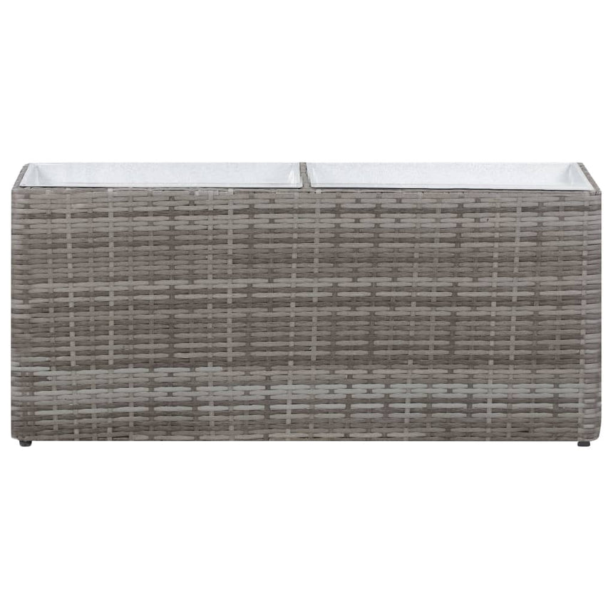 Plantenbak Verhoogd Met 2 Potten 90X20X40 Cm Poly Rattan Grijs