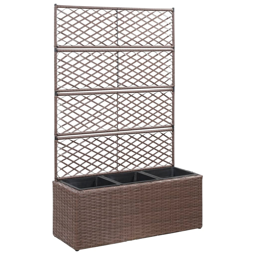 Latwerkplantenbak Verhoogd Met Potten Rattan Bruin