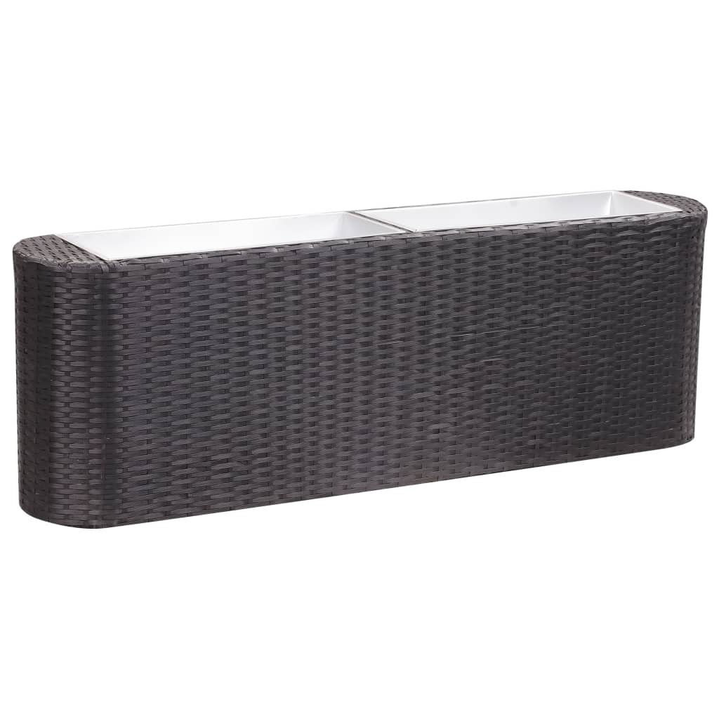 Plantenbak Verhoogd Poly Rattan Zwart