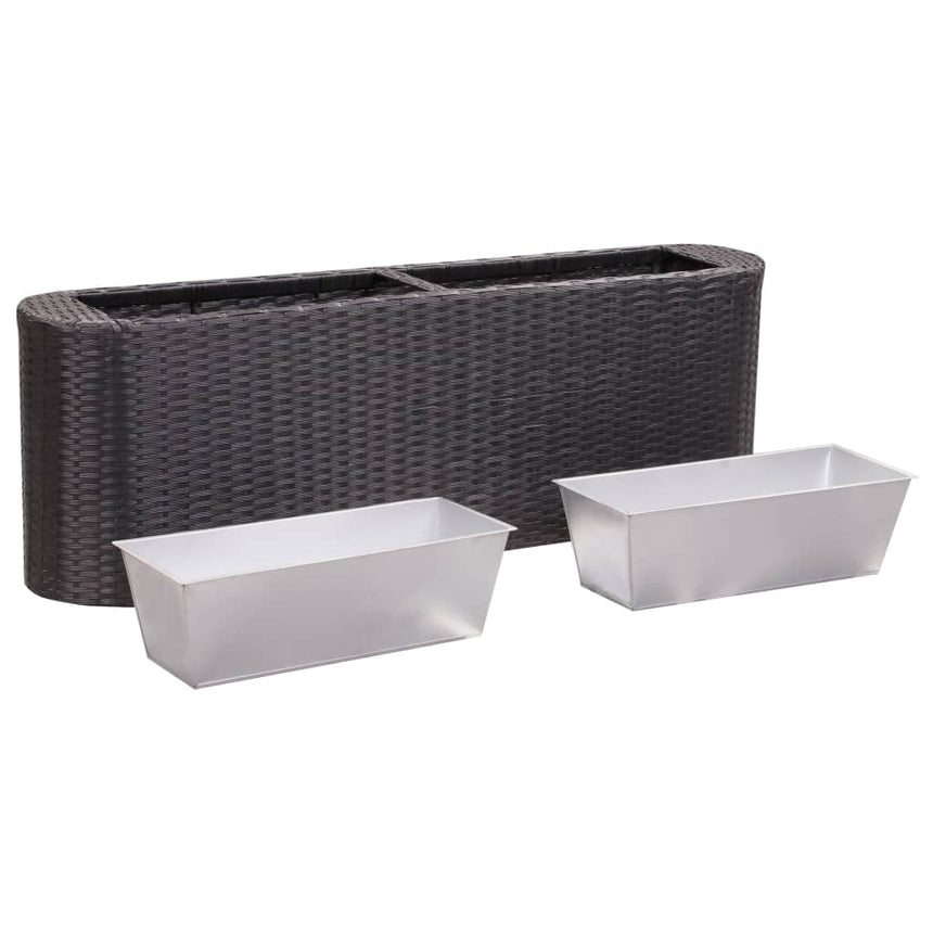 Plantenbak Verhoogd Poly Rattan Zwart