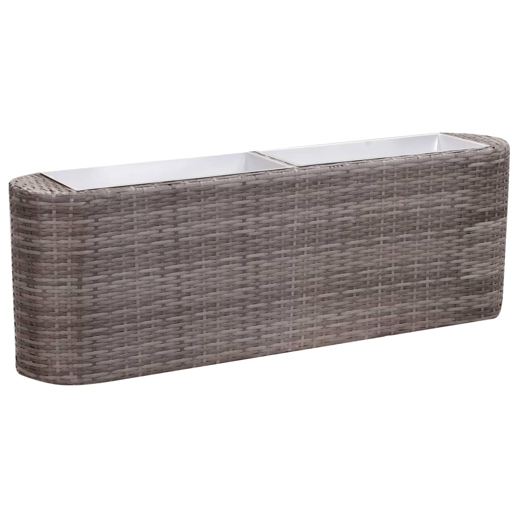 Plantenbak Verhoogd Poly Rattan Grijs