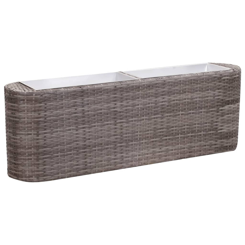 Plantenbak Verhoogd Poly Rattan Grijs