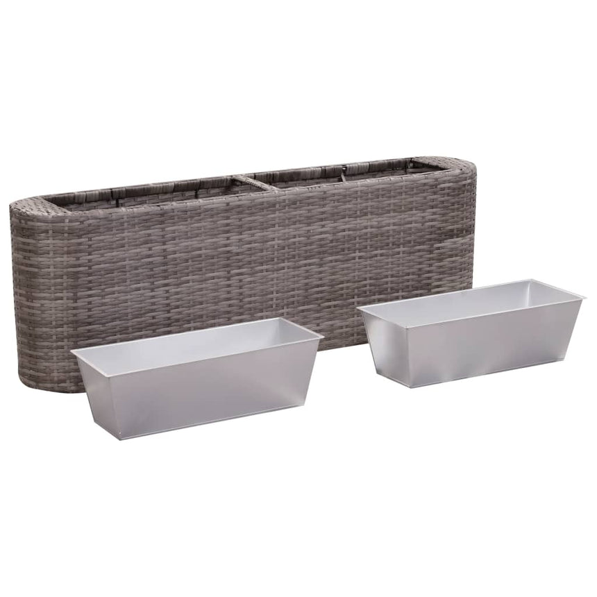 Plantenbak Verhoogd Poly Rattan Grijs