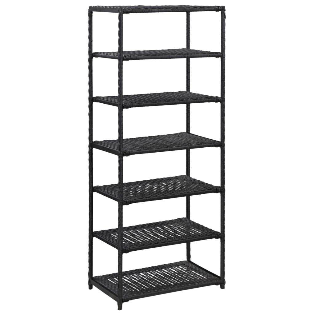 Schoenenrek 50X30X Poly Rattan Zwart Bordeauxrood