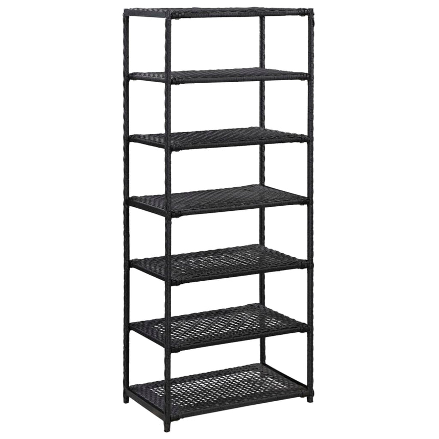 Schoenenrek 50X30X Poly Rattan Zwart Bordeauxrood