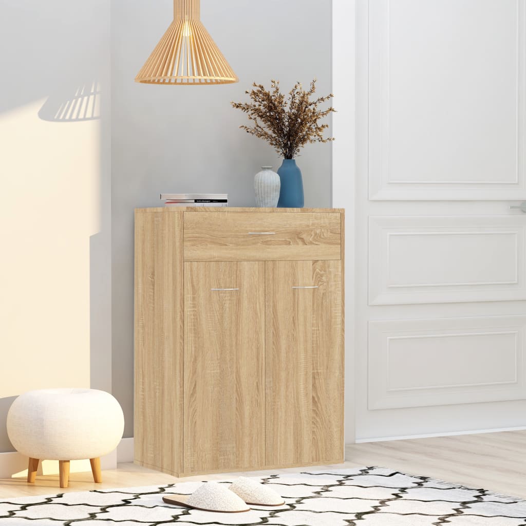 Schoenenkast 60X35X84 Cm Bewerkt Hout Kleurig Sonoma Eiken