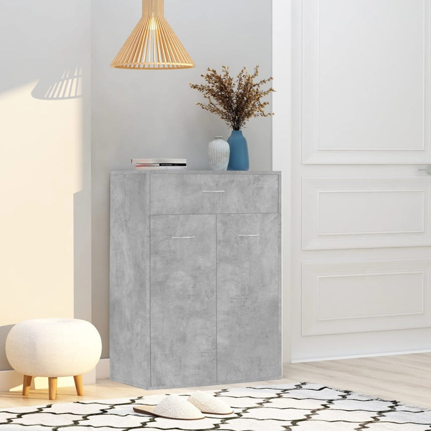 Schoenenkast 60X35X84 Cm Bewerkt Hout Betongrijs