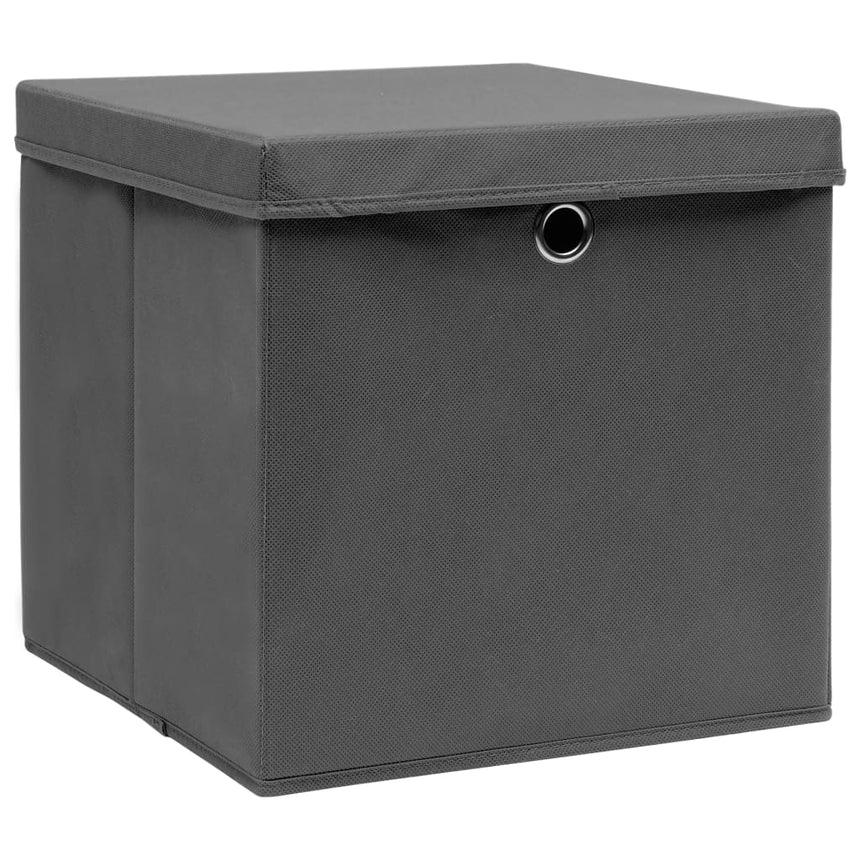 Opbergboxen Met Deksel 32X32X32 Cm Stof Grijs