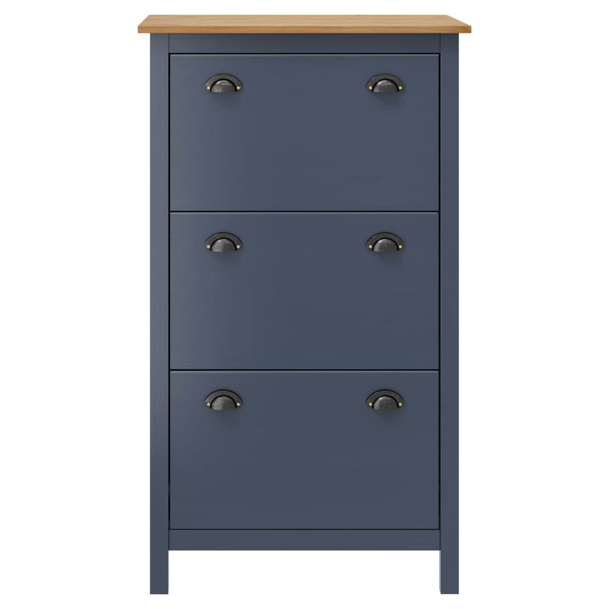 Schoenenkast Hill 72X35X124 Cm Massief Grenenhout Grijs