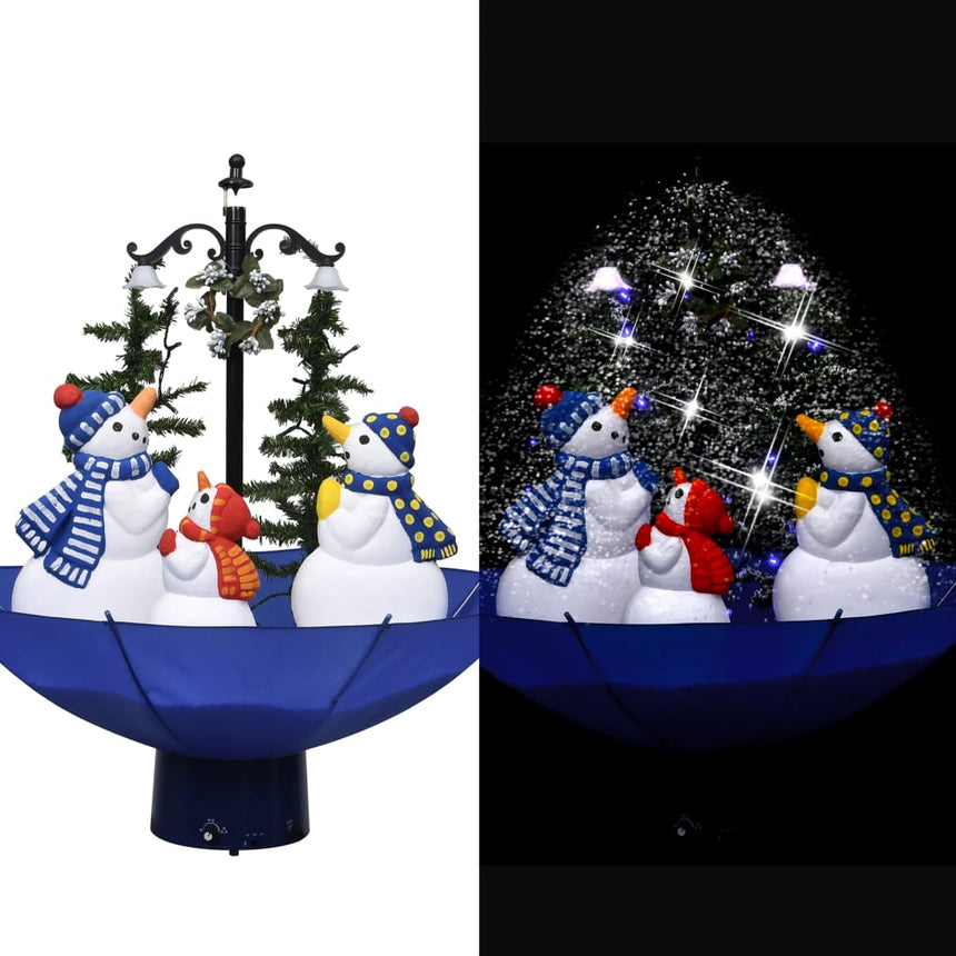 Kerstboom Sneeuwend Met Paraplubasis 170 Cm Pvc Blauw Wit