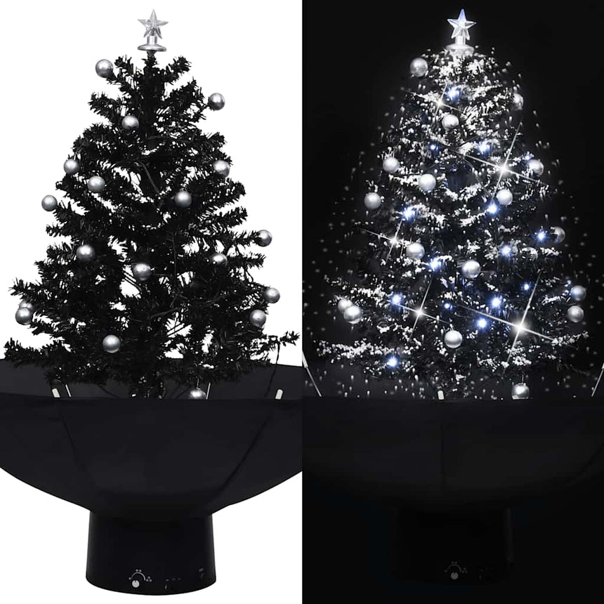 Kerstboom Sneeuwend Met Paraplubasis 140 Cm Pvc Zwart