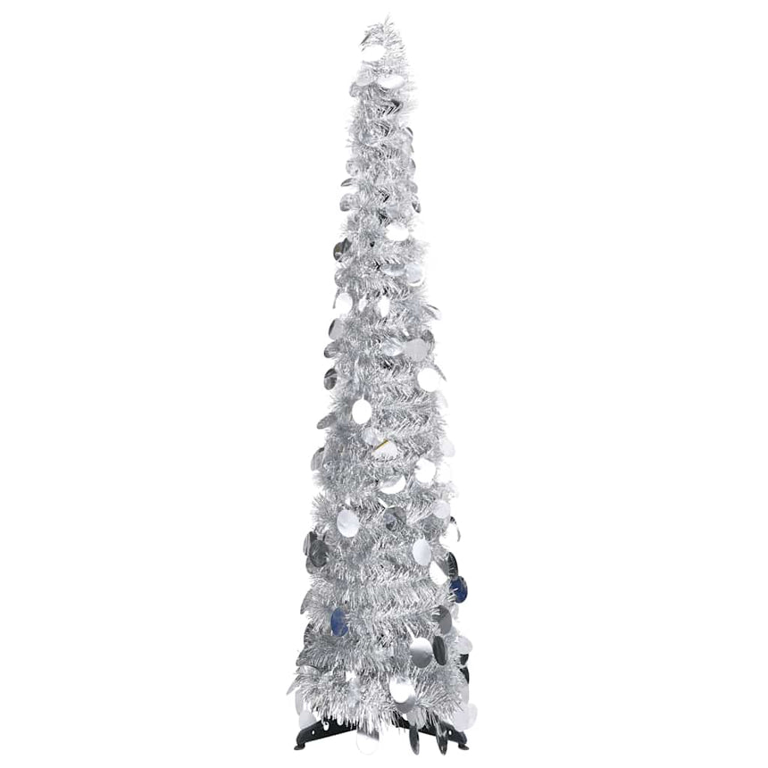 Kunstkerstboom Pop-Up 150 Cm Pet Kleurig Zilver