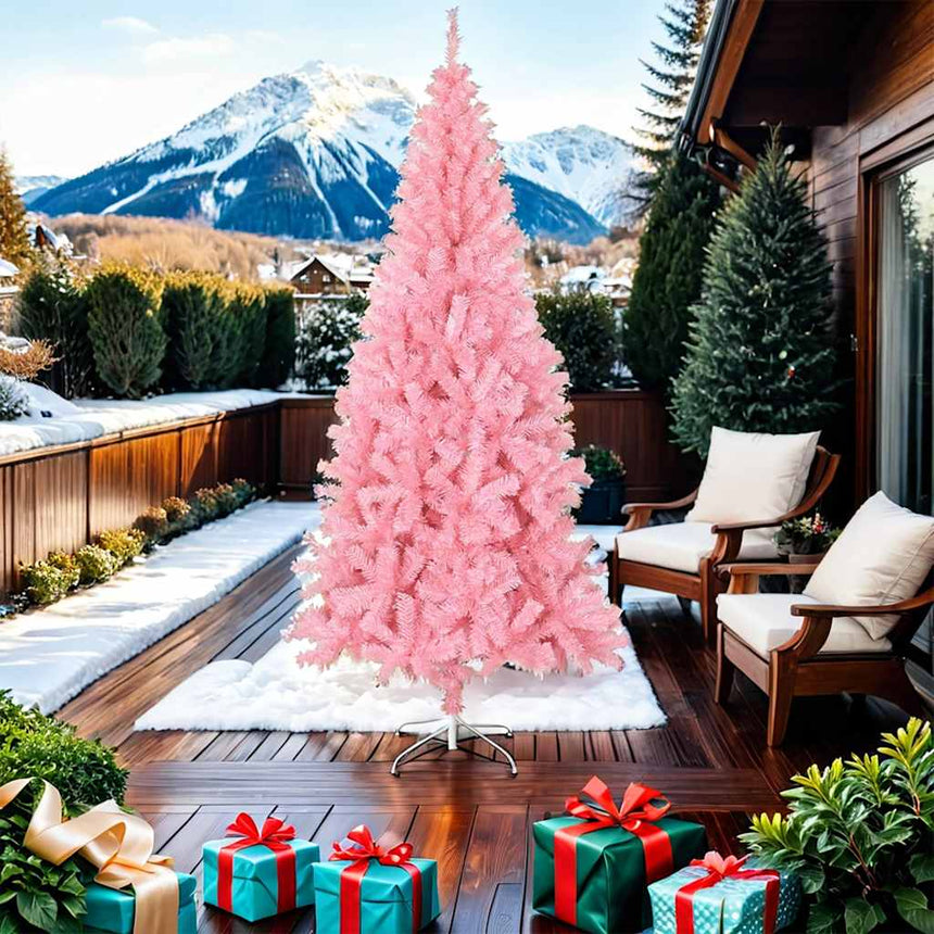 Kunstkerstboom Met Standaard 210 Cm Pvc Roze
