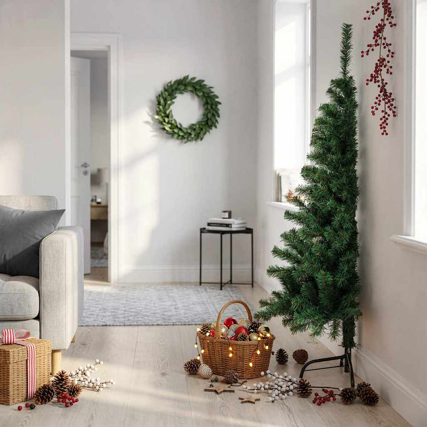 Kunstkerstboom Met Standaard Half 180 Cm Pvc Groen