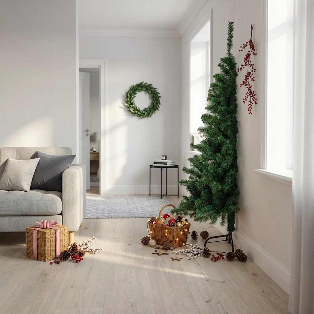 Kunstkerstboom Met Standaard Half 180 Cm Pvc Groen